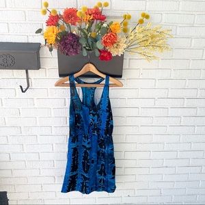 TELA Urban Blue + Black Button Up Racerback Dress